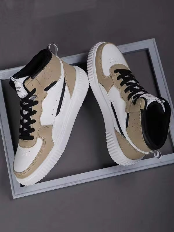 Plus Size Men's Casual High-Top Sneakers, Skateboard Shoes, Sports Shoes